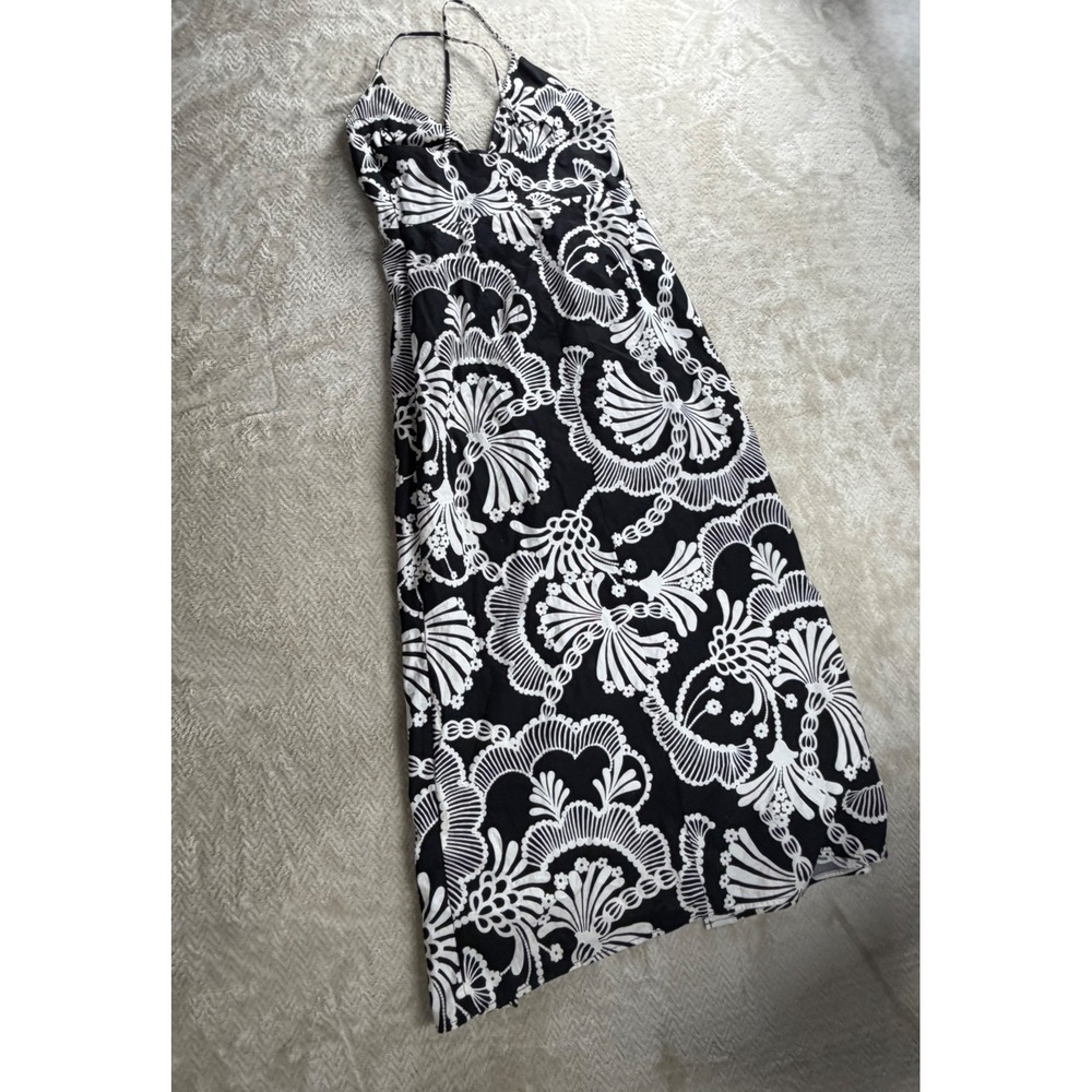 Banana Republic‎ strapy Shell Print Maxi Dress V-Neck Tie Front Slit size 6 - Picture 14 of 16